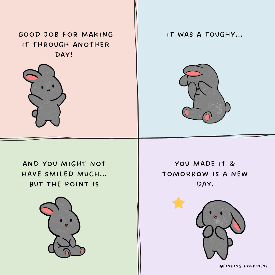 mental health comics wellbeing cartoons doodles - finding hoppiness (1)